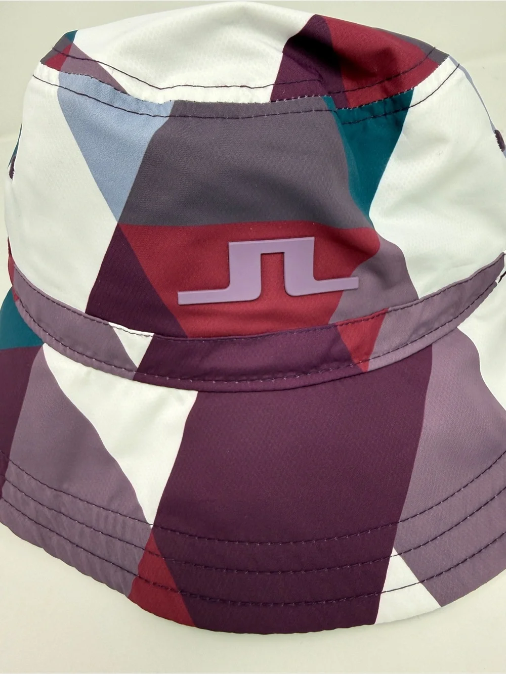 J.Lindegerg Rosa Golf Bucket Hat Golf Cap in White Argyle Unisex NEW WITH TAGS!